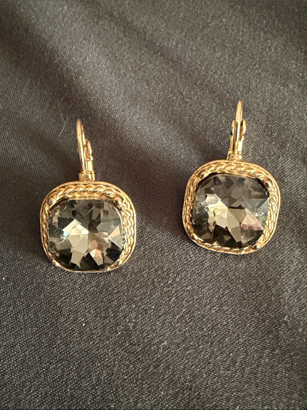 Monet Gold-Tone Earrings with Black Faceted Stones